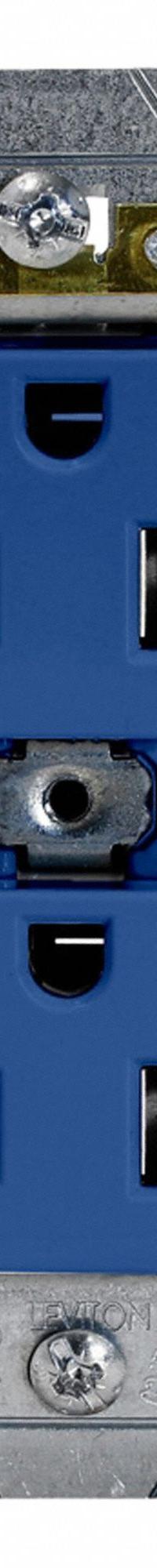 LEVITON Duplex Receptacle Outlet: Duplex, 5-15, Blue, 125V AC, 15 A, 2 Pole / 3 Wire (MPN T5262-BU)