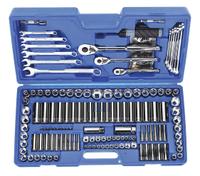 WESTWARD Socket Wrench Set: 1/4 in, 3/8 in, 1/2 in Drive, 145 Piece, 6-Point, Metric/SAE (MPN 4YP77). Key specifications — attr1224269: 1/4 in, 3/8 in, 1/2 in; attr1204638: Drive Tools Included; attr1204650: 4 mm to 20 mm; attr1204658: Combination Wrenches; attr1204673: Socket Bits Not Included; attr1204681: Wrenches Included; attr1204688: WESTWARD; attr1206170: Wrenches.