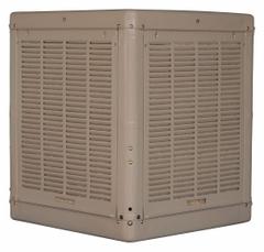 ESSICK AIR Ducted Evaporative Cooler: 600 sq ft – 1,100 sq ft, 33 7/16 in x 28 1/8 in x 28 1/8 in (MPN 2YAE2-6AYP7). Key specifications — Brand: ESSICK AIR; Evaporative Cooler Voltage: 115V AC; Includes Drive Package: Drive Package Included; Drive Package Installation: Assembly Required.