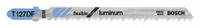 BOSCH Jigsaw Blade: 8, 4 5/8 in Blade Lg, Bi-Metal, Bi-Metal, T Shank, 1 Pieces, Thin Metal, 100 PK (MPN T127DF100). Key specifications — attr1097716: Thin Metal; attr1097715: Bi-Metal; attr1097719: 8; attr1097721: Bi-Metal; attr1097728: BOSCH.