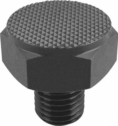 KIPP Positioning Foot w/Serrated Face: External Threads, Serrated, Steel, M8 Thread Size - Positioning Feet with Serrated Face