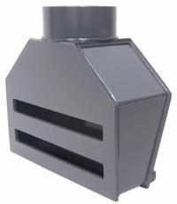 Intake Fume Hood: PVC, For 4 in Duct Dia, 12 in Overall Lg, 4 1/2 in Inlet Dia, 1/2 in Drain Size (MPN PVCHS112). Key specifications — Brand: PLASTIC SUPPLY; Number of Intake Slots: 2.