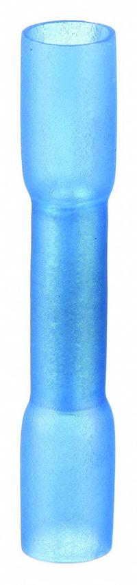 GRAINGER Butt Splice Connector: Blue, Heat Shrink, For Wire Size 16 AWG – 14 AWG, 600 V, Pack Qty 25 (MPN 4FRE7). Key specifications — Brand: GRAINGER.