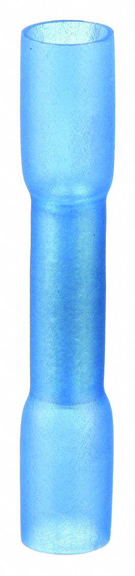 GRAINGER Butt Splice Connector: Blue - Insulated Butt Splice Connectors with Heat Shrink