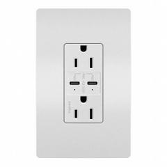 USB Receptacle: Duplex, 5-15R, White, 125V AC, 15 A (MPN R26USBPDW). Key specifications — Brand: LEGRAND.
