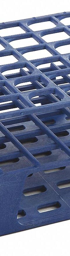 Tube Rack: 2 7/8 in Overall Wd, 5 in Overall Ht, 5 in Overall Lg, POM, Blue, (36) Wells, Benchtop (MPN HS27502B). Key specifications — Material: POM; Mounting Location: Benchtop; Color: Blue; Product Type: Test Tube Rack; Total Holding Capacity: (36) Wells; Brand: HEATHROW SCIENTIFIC.