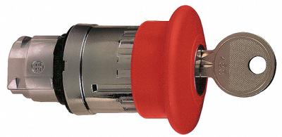 SCHNEIDER Emergency Stop Push Button: Red, 22 mm Mounting Size, Metallic - Mushroom-Head Push-Button Operators