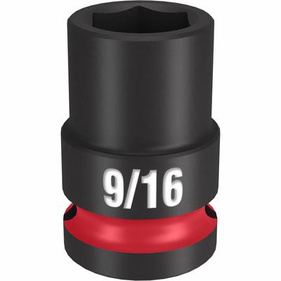 MILWAUKEE Standard Impact Socket: 1/2 in Drive Size, SAE, 9/16 in Socket Size, 6-Point - 1/2" Drive Impact Sockets