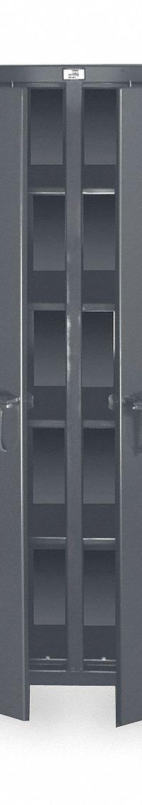 STRONG HOLD Storage Cabinet: 60 in x 24 in x 78 in, 8 Adj Shelves, 2 Doors, Legs, Dark Gray, Swing (MPN 56-DS-248). Key specifications — Brand: STRONG HOLD; Base Type: Legs; Cabinet Color: Dark Gray; Frame Assembled: Assembled.