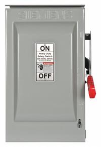 SIEMENS Safety Switch: Fusible, 60 A, Single Phase, 240V AC, Galvanized Steel, Indoor/Outdoor (MPN HF222NR). Key specifications — Brand: SIEMENS.