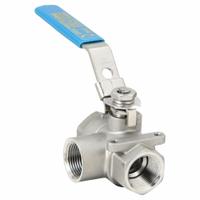 APPROVED VENDOR Manual Three-Way Ball Valve: 3/4 in, 316 Stainless Steel, L Flow, FNPT x FNPT x FNPT (MPN G-SSTW-75). Key specifications — Brand: APPROVED VENDOR; Handle: Locking Lever.