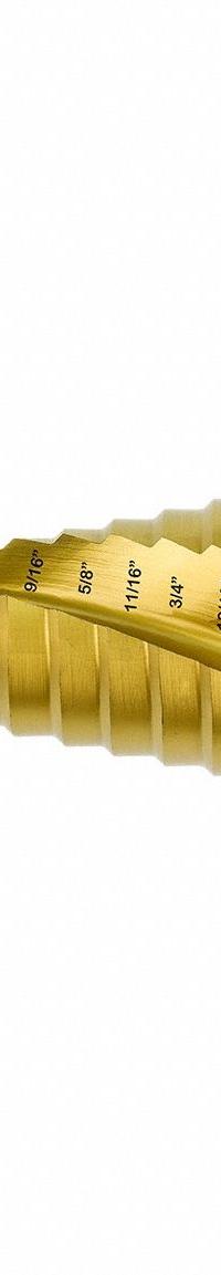 HOLEMAKER TECHNOLOGY Step Cone Drill Bit: 1/4" to 1-3/8", TiN-Coated HSS, Impact Rated, Hex Shank (MPN 505030-0030). Key specifications — attr1234925: HOLEMAKER TECHNOLOGY; attr1234936: Impact Rated.