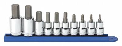 GEARWRENCH Socket Bit Sets: 1 - 25 Pieces, 3/8 in, 1/2 in Drive Size, 10 Pieces - Hex Bit Socket Sets