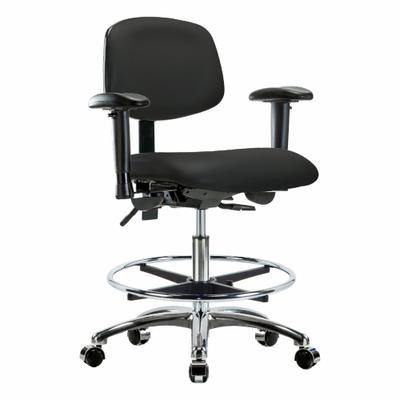 APPROVED VENDOR Ergonomic Chair: Vinyl, Arms Included, Ht Range 21 1/2 in to 29 in, 18 1/2 in Seat Wd - Vinyl Lab Chairs