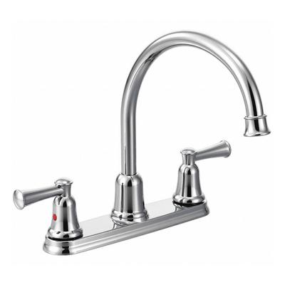 CFG Gooseneck Kitchen Faucet: Capstone, Brass, Widespread, Deck, 3 Mounting Holes - Centerset Kitchen Faucets