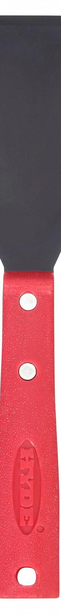 HYDE Scraper: Bld. Mat. Carbon Steel, Hdl. Mat. Polypropylene, Stiff, Straight Bld. Shape (MPN 12072). Key specifications — attr1004902: HYDE; attr1014703: Plastic; attr1017570: Standard End; attr1029655: Straight; attr1034073: Straight.