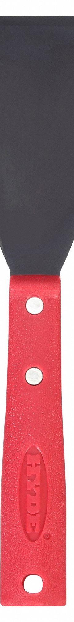 HYDE Scraper: Bld. Mat. Carbon Steel, Hdl. Mat. Polypropylene, Stiff, Straight Bld. Shape (MPN 12072). Key specifications — attr1004902: HYDE; attr1014703: Plastic; attr1017570: Standard End; attr1029655: Straight; attr1034073: Straight.