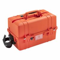 PELICAN Protective Case: Orange, Stationary, 13.3 lb Wt, Plastic (MPN 1465EMS). Key specifications — Closure Type: Press and Pull Latches; Brand: PELICAN.