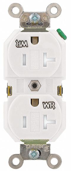LEVITON Receptacle: Duplex, 5-20, White, 125V AC, 20 A, 2 Pole / 3 Wire (MPN TWR20-W)