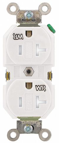 LEVITON Receptacle: Duplex, 5-20, White, 125V AC, 20 A, 2 Pole / 3 Wire (MPN TWR20-W)
