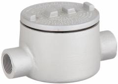 Conduit Outlet Body: Aluminum, GR, 3/4 in Trade Size, C Body, 18 cu in Body Capacity (MPN GRC75-A). Key specifications — Series: For Standard Body; Compatible Conduit Trade Size: 3/4 in; Thread Gender: Female; Hub Style: Threaded; Cover Included: Yes; Body Style: C; Connection Type: Threaded; Back Type: Round.