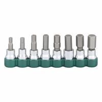 SK PROFESSIONAL TOOLS Socket Bit Set: 1 - 25 Pieces, 3/8 in Drive Size, 8 Pieces, 2 in Overall Lg (MPN 19708). Key specifications — attr1216280: Replaceable Insert; attr1216283: SK PROFESSIONAL TOOLS; attr1225718: 5 mm to 12 mm; attr1227491: 3/8 in.