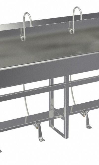 SANI-LAV Wash Station: 45 in Overall Ht - Four-Station Freestanding Wash Stations with Faucets