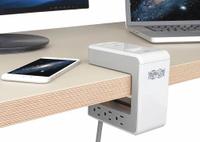 TRIPP LITE Outlet Strip: 6 Outlets, 8 ft Cord Lg, 1,080 J Rated Energy, 15 A Current, Gray, 5-15P (MPN TLP648USBC). Key specifications — Brand: TRIPP LITE; Mounting Style: Clamp.