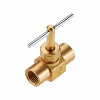 PARKER Needle Valve: Inline Valve Body, Brass, Screw-In Bonnet, 1/8 in Pipe Size, FIP x FIP, Female (MPN NV109P-2). Key specifications — For Media: Water; Standards: ISO 14001; Brand: PARKER; Valve Series: NV; Connection Gender - Side 2: Female; Connection Gender - Side 1: Female; Connection Type - Side 1: IPS; Connection Type - Side 2: IPS.