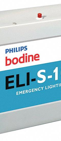 Emergency Lighting Inverter: 120/277V AC, 100 W Max. Bulb Watts, Fluorescent/Incandescent/LED (MPN ELI-S-100). Key specifications — Input Voltage: 120/277V AC; Includes: Parts Kit with Labels; Battery Type: Sealed Lead Acid; Brand: BODINE.