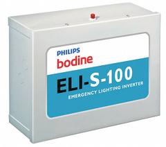 Emergency Lighting Inverter: 120/277V AC, 100 W Max. Bulb Watts, Fluorescent/Incandescent/LED (MPN ELI-S-100). Key specifications — Input Voltage: 120/277V AC; Includes: Parts Kit with Labels; Battery Type: Sealed Lead Acid; Brand: BODINE.