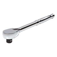 TEKTON Hand Ratchet: Pear, Reversible, 10 1/2 in Overall Lg, Polished, 4° Min Arc Swing, Std Lg (MPN SRH01210). Key specifications — attr1205598: Reversible; attr1205605: Quick-Release Not Included; attr1205626: Polished; attr1228094: Standard Length; attr1205607: Pear; attr1205624: TEKTON.