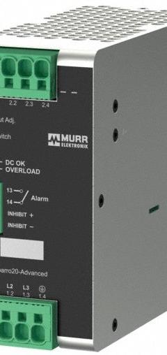 MURRELEKTRONIK DC Power Supply: DIN Rail, 480 W Output Power - Rated, 6.7 A Current - Output (MPN 9000-17337-2421110). Key specifications — attr1044898: Three; attr1044874: Aluminum; attr1044879: 450.5 to 810V DC; attr211400: MURRELEKTRONIK.