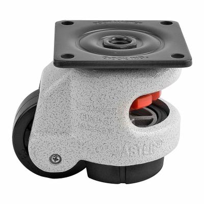 FOOT MASTER Plate Caster: Nylon Tread, 50 mm Wheel Dia, 82 mm Mounting Ht - General Purpose Leveling Plate Casters