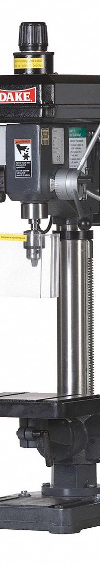 DAKE CORPORATION Bench Drill Press: Belt, Variable Speed, 545 RPM – 4,000 RPM, 14 1/8 in Swing, 20 A (MPN 977102-1). Key specifications — attr23071: 1/2 hp; attr73380: 7-1/16 in; attr23073: DAKE CORPORATION.