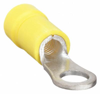 PANDUIT Ring Terminal: Yellow, Vinyl Insulation, #10 Stud Size, 12 AWG to 10 AWG Wire Sizes - Insulated Ring Terminals