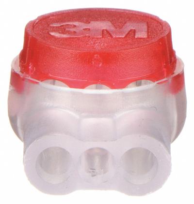 3M Insulation Displacement Connector: 3 Ports, Red, 26 AWG – 19 AWG Run Size Range - Pigtail Butt Splice Wire Connectors