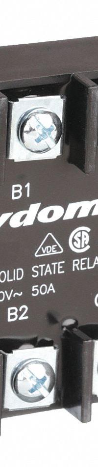 CRYDOM Solid State Relay: Surface Mounted, 50 A Max Output Current, SCR, AC Output (MPN A53TP50D). Key specifications — Brand: CRYDOM; Current Type: AC; Electrical Connection: Saddle Clamp; Screw; Finger Safe: Yes; Input Current: 10 mA; Maximum Output Current without Heat Sink: Not Recommended; Mounting Style: Panel.