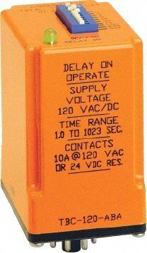 ATC DIVERSIFIED ELECTRONICS Voltage Sensor Relay: Panel Mounted, 8 Pins/Terminals, 10 A, 120V AC/DC (MPN TBC120ABA). Key specifications — Contact Rating (AC): 10 A @ 250V AC; Contact Rating (DC): 10 A @ 24V DC; Brand: ATC DIVERSIFIED ELECTRONICS.