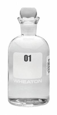 WHEATON BOD Bottle: 300 mL, Pennyhead Stopper, 165 mm, Colorless, # Sequence: 01-24, ASTM/USP (MPN 227497-01G). Key specifications — Closure Type: Pennyhead Stopper; Mouth Size: Narrow; Brand: WHEATON; Body Color: Colorless.