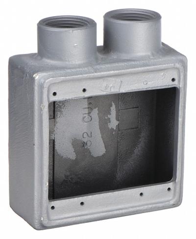 APPLETON ELECTRIC Electrical Box: Iron, Rectangular, 2 Gangs, 1 in Hub Size, 32 cu in Capacity - Iron Weatherproof Electrical Boxes