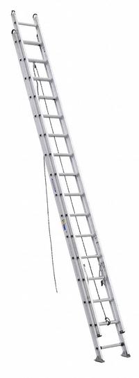 WERNER Extension Ladder: 32 ft Ladder Size, Aluminum, 375 lb Load Capacity, 74 lb Wt, 2 Sections (MPN D532-2). Key specifications — Color: Silver; Brand: WERNER; Included Features: Mar-Resistant End Caps; Removable Fly: Removable.