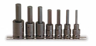 PROTO Impact Socket Bit Set: SAE, 1/2 in Drive Size, 7 Pieces, Fixed Insert - Hex Impact Bit Socket Sets