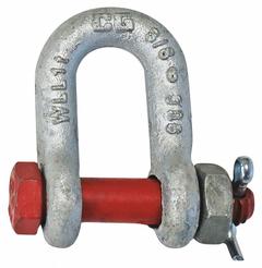 CROSBY D-Shackle: Chain Shackle, 1,000 lb Working Load Limit, 15/32 in Wd Between Eyes, Carbon Steel (MPN 1019768). Key specifications — Body Color: Silver; Brand: CROSBY.
