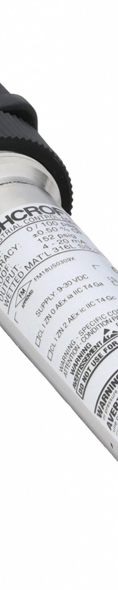 ASHCROFT Sanitary Pressure Transmitter: 1/4 in, 0 to 100 psi, 4 to 20mA, 4X - Sanitary Pressure Transmitters with Cable & Wire Leads
