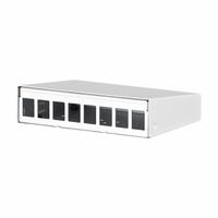 METZ CONNECT RJ45 Housing: Surface, Steel, RJ45, 8 Ports, Unequipped (MPN 130861-0802KE). Key specifications — Housing Material: Steel; Includes Connector: Unequipped; Mounting Type: Surface; Product Type: Module Housing; Connector Color: White; Connection Type: RJ45.