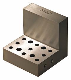 SUBURBAN Angle Plate: Hardened Steel, 4 in L x 4 in W x 4 in H, 0.0002 in Square & Parallel (MPN AP-444-S1). Key specifications — Hole Style: (4) 5/16" x 7/16"; Parallelism: 0.0002 in; Brand: SUBURBAN; Flatness: 0.0002 in.