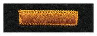 HEROS PRIDE Embroidered Patch: Bar, 1 in x 1/4 in, Black/Gold, Felt/Plastic, Sew-On, Rank Insignia (MPN 5395). Key specifications — attr1074238: Sew-On; attr188498: 1 in x 1/4 in; attr188499: Gold; attr188500: Plastic; attr188503: Bar; attr193746: HEROS PRIDE.