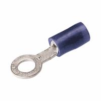 BURNDY Nylon Ring Terminal For 16 - 14 AWG: Blue, Nylon Insulation, #12/1/4 in Stud Size, 600 V (MPN TN1414). Key specifications — attr1308027: BURNDY; attr1356587: Funnel Entry.