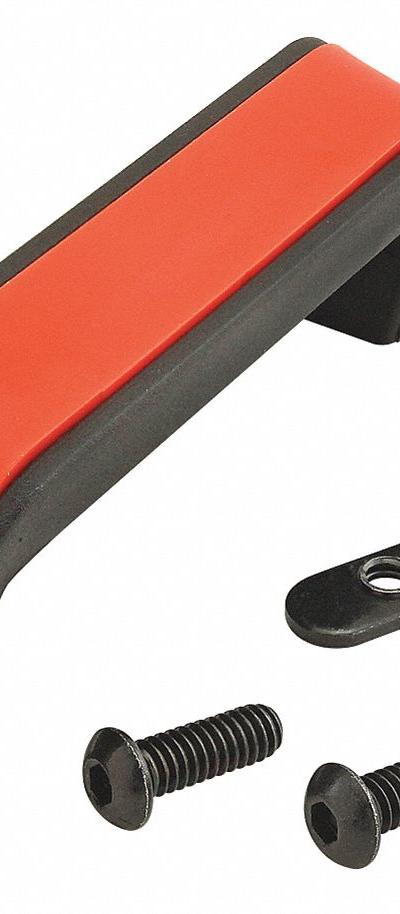 80/20 Offset Plastic Handle: 10 Series/15 Series, Inch, Nylon, Black/Orange, Slide-In - Standard Handles